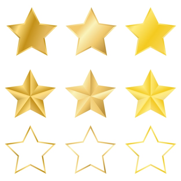 set of realistic gold vector stars