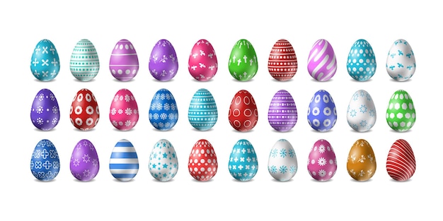 Set of realistic isolated easter eggs design