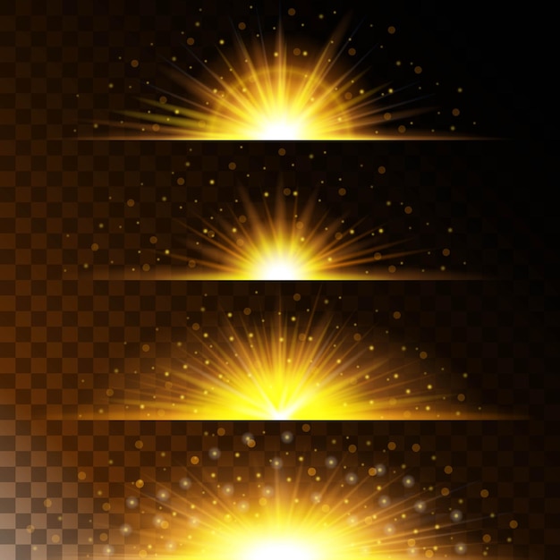 Set realistic lighting effects Shining yellow Glowing star