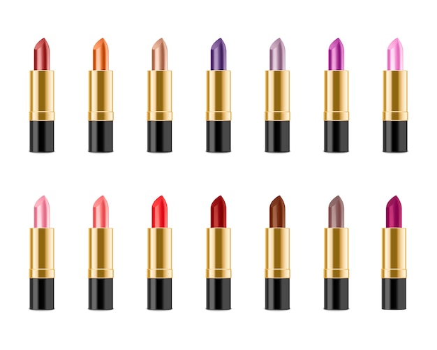 Set of realistic lipstick