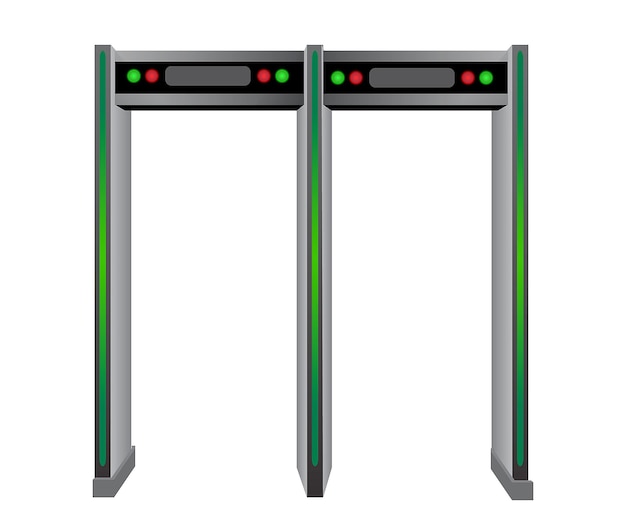 set of realistic metal detector frames or metal detector gate security or baggage check point with x