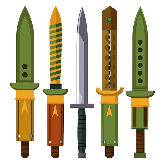 Vector set of realistic military knives vector design tactical precision