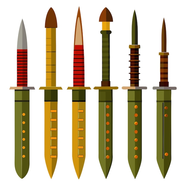 Vector set of realistic military knives vector design tactical precision