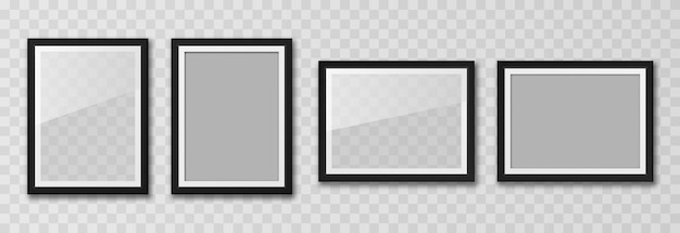 Set of realistic photo frame mockups png Vector photo frame on an isolated transparent background