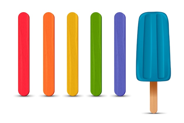 Set of realistic popsicle sticks