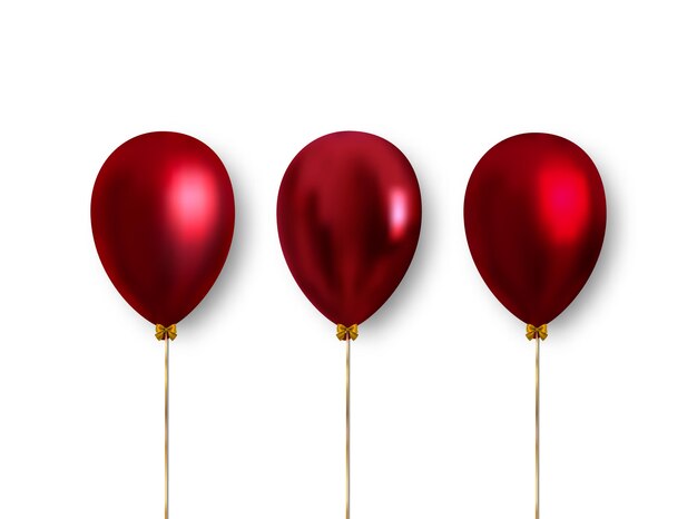 Set of realistic red inflatable balloons