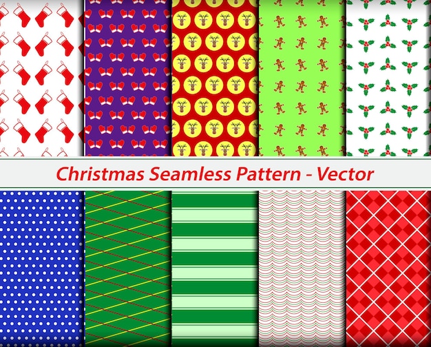 set of realistic seamless christmas pattern or seamless background theme or color full pattern