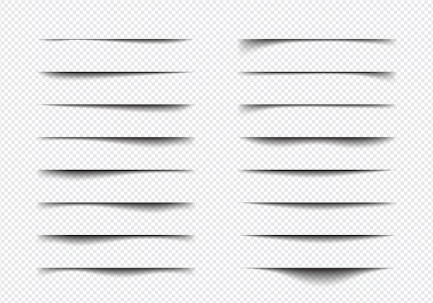 Set of realistic shadow effect different shapes, page separation