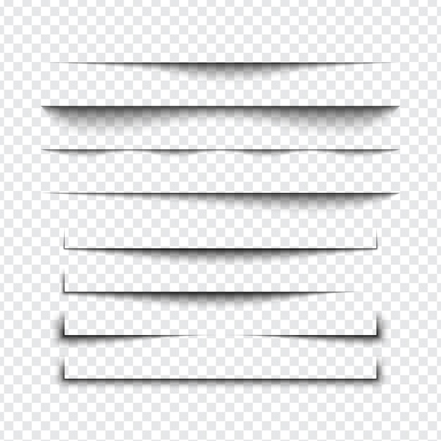 Set of realistic shadow effect on a transparent background, page separation