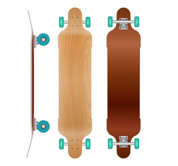 set of realistic skateboard deck template isolated eps vector