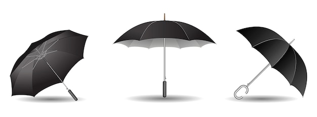 set of realistic striped umbrella in various type.