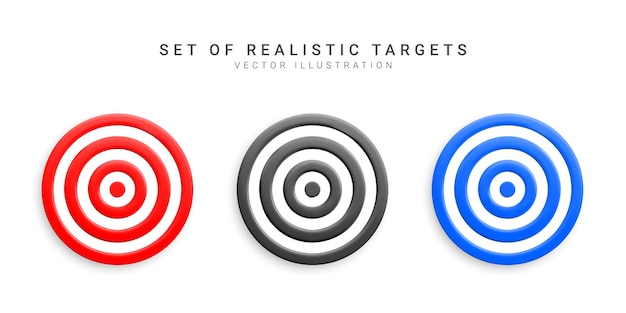 Set of realistic targets Targets for shooting arrows and darts Vector illustration