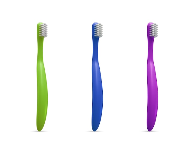 Set of realistic toothbrush isolated on white background Vector illustration