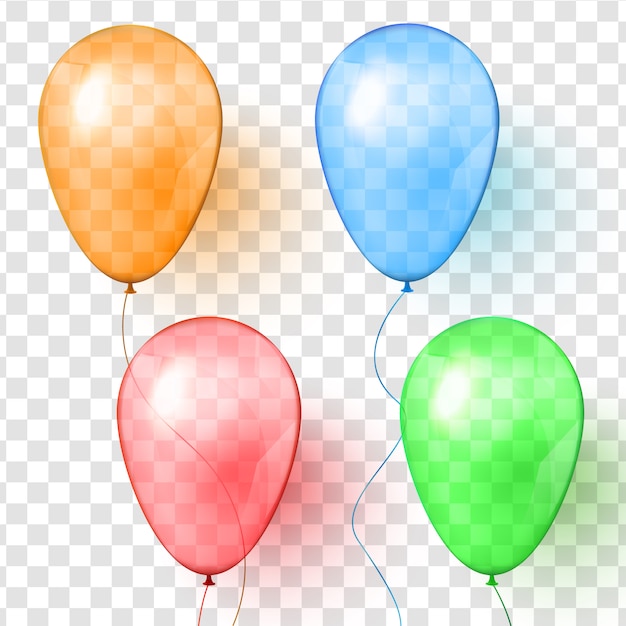 Set of realistic vector transparent colorful balloons.