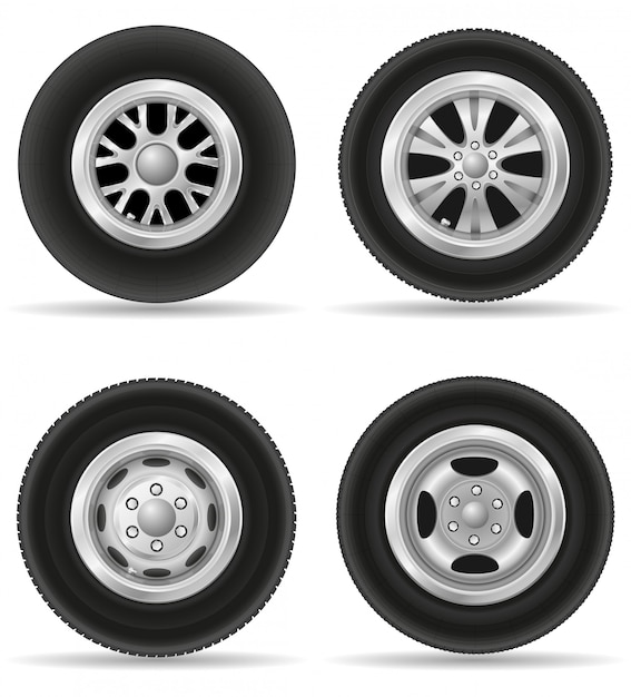 Set of realistic wheel for car vector illustration