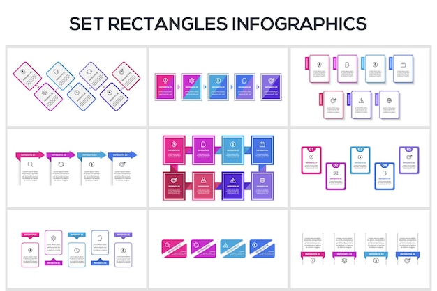 Set Rectangles concept for infographics Business data visualization