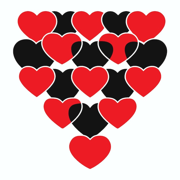 set of red and black hearts