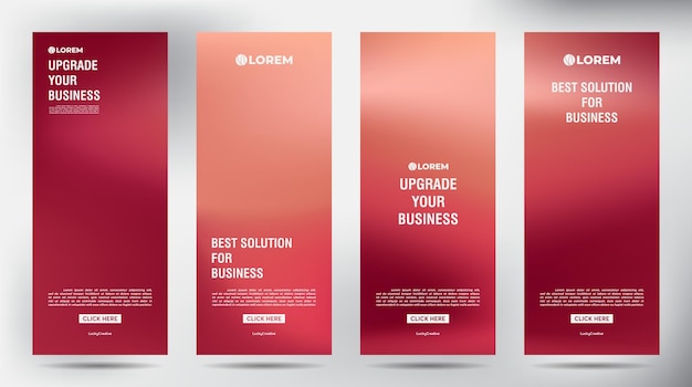 Set of Red Blurred roll up business brochure flyer banner design vertical template cover