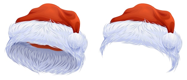 Set red Christmas hat. Isolated on white