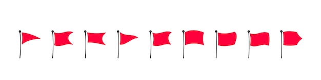 Set of red flag icons illustration