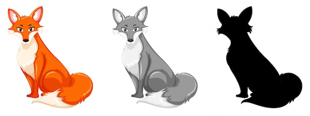 Set of red fox character