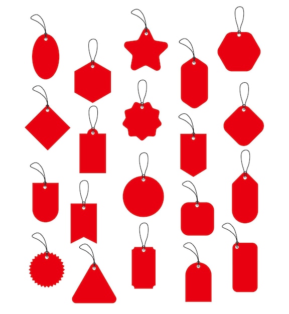 Set of red gift labels tags vector design