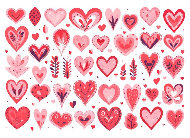 Vector set of red groovy love doodle seamless pattern for valentines day vector illustration