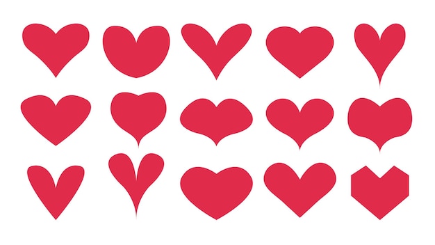 Set of red hearts vector