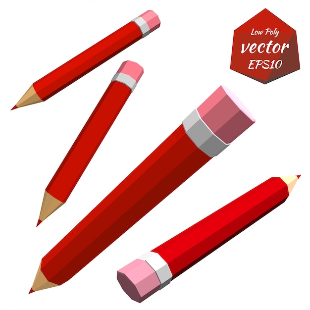 Set of red pencils isolated on white 