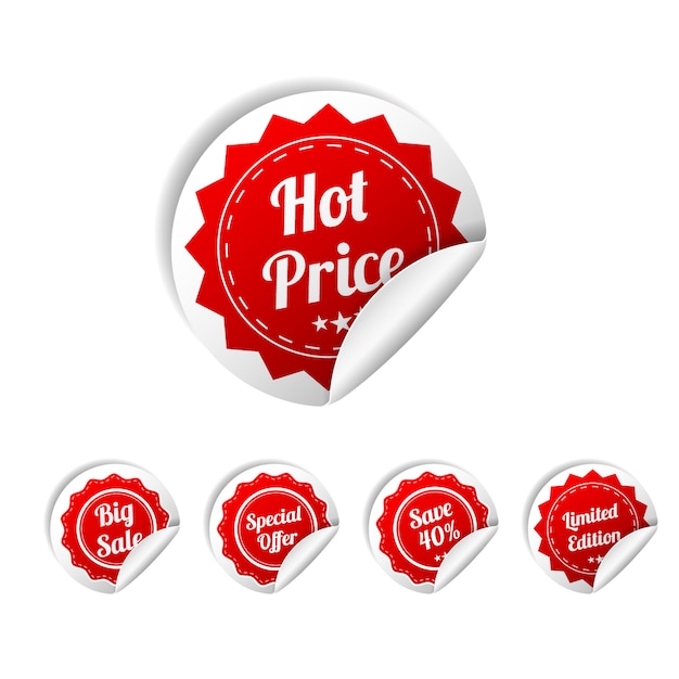 Set Of red round paper SALE stickers