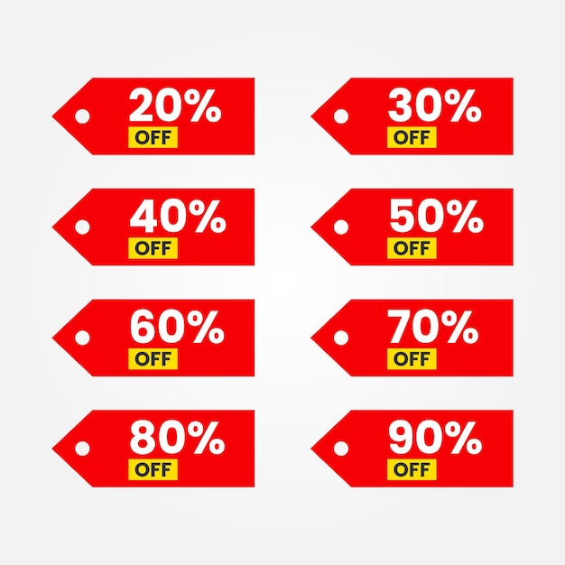 Set of red sale labels