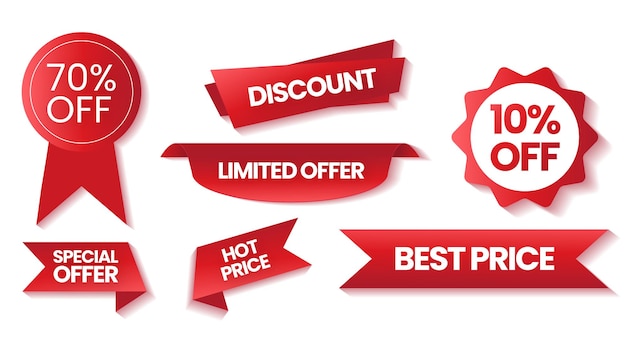 Set of red sale tag sticker badge for promotion