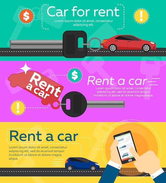 Set of rent a car banner template