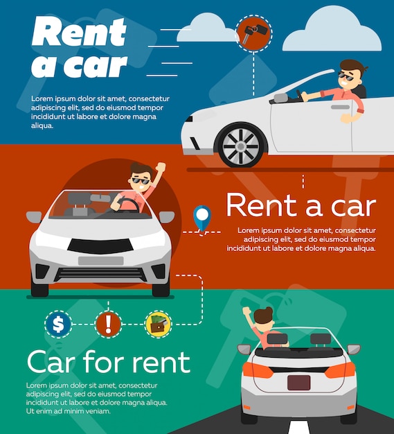 Set of rent a car banner template