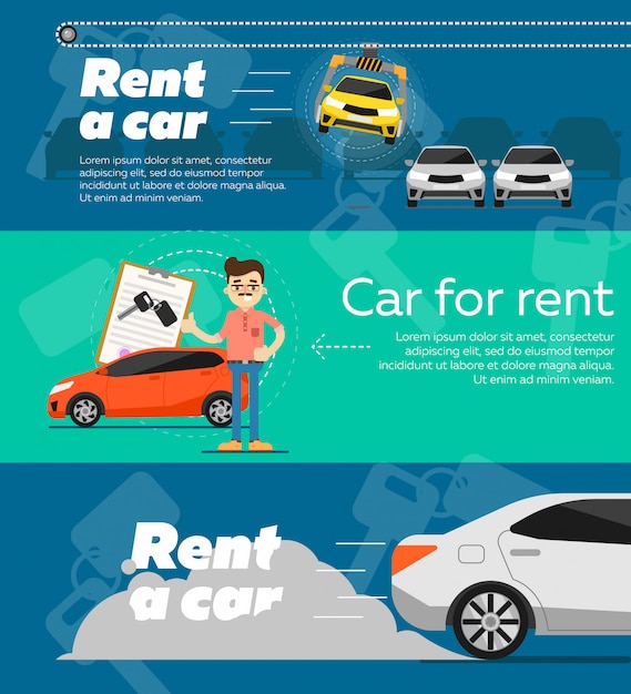 Set of rent a car banner template