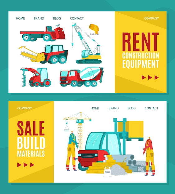 set of Rent construction material banner