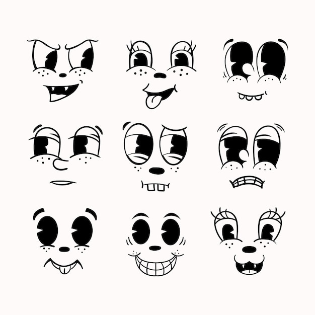 Set of retro cartoon Expressions