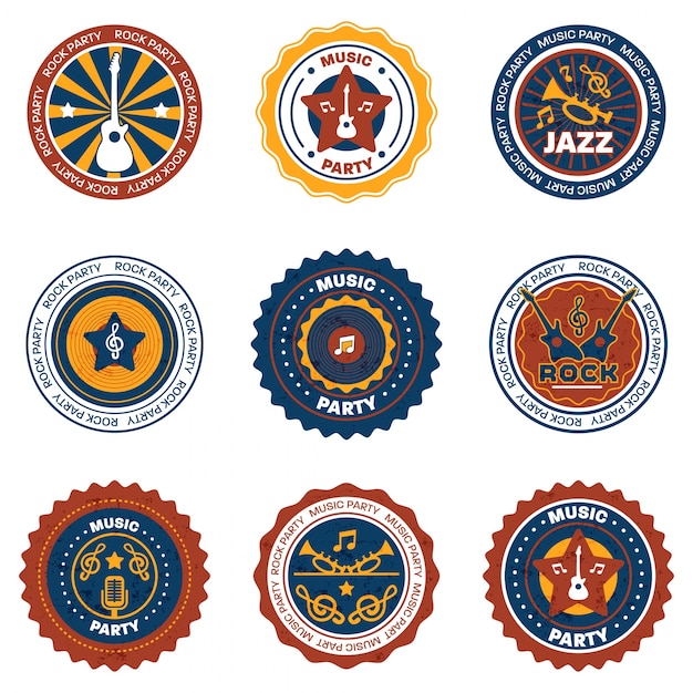 Set of retro and classic musical badge illustration