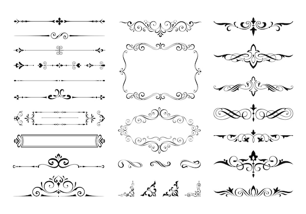 Vector set of retro decorative page dividers and design elements