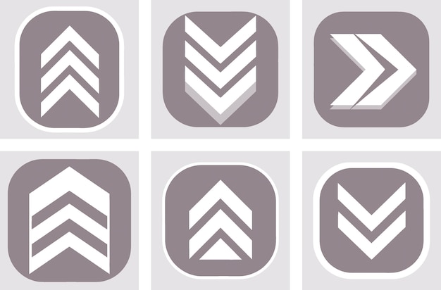 A Set of Right Left Up Down PNG arrows in Flat Vector Illustration geometric abstract Design