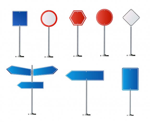 Set of road signs isolated on white background.  illustration