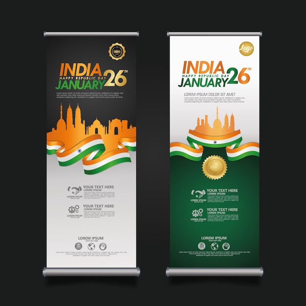 Set roll up banner India happy Republic Day