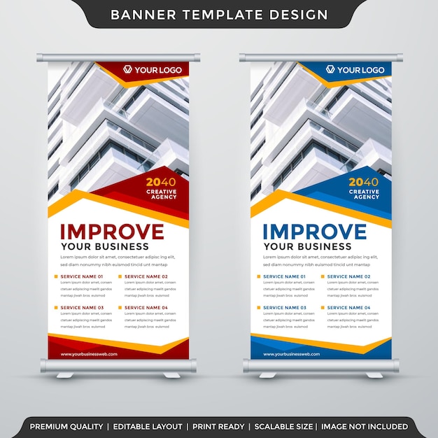 set of roll up banner template layout with abstract style use for business display and promotion ad