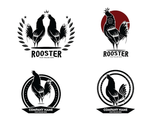 Set rooster logo emblem design on white background