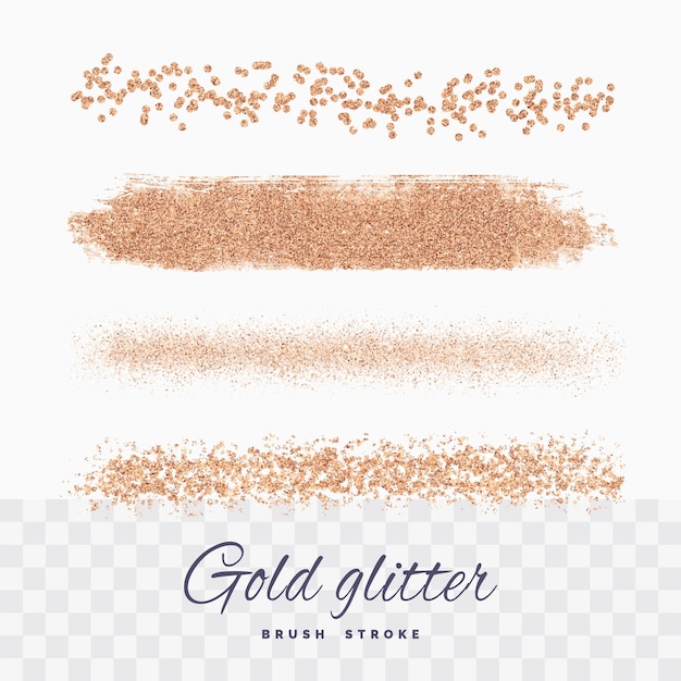 Vector set of rose gold glitter brush stroke