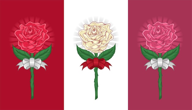 Set of roses flower detailed illustration