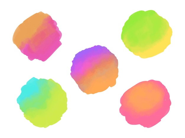 Set of round abstract watercolor backgrounds with bright gradient colors Vector illustration