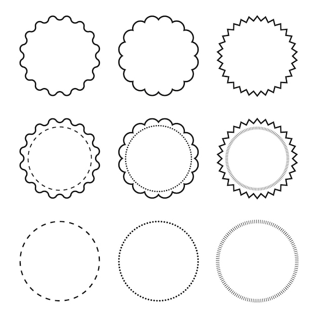 Set of round decorative labels borders frames