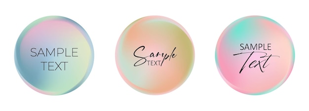 Set of round gradient posters for text in pastel colors