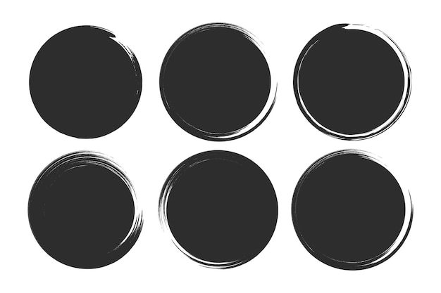 Set of round grunge brush frames